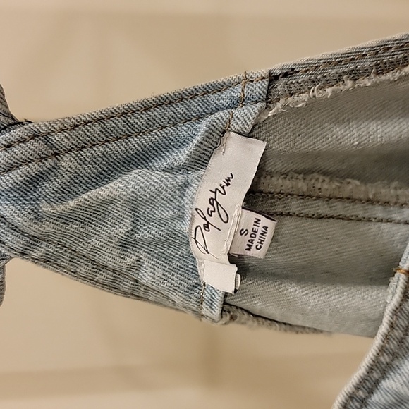 Denim Racerback Ruffle Jumpsuit Size Small - Picture 3 of 5